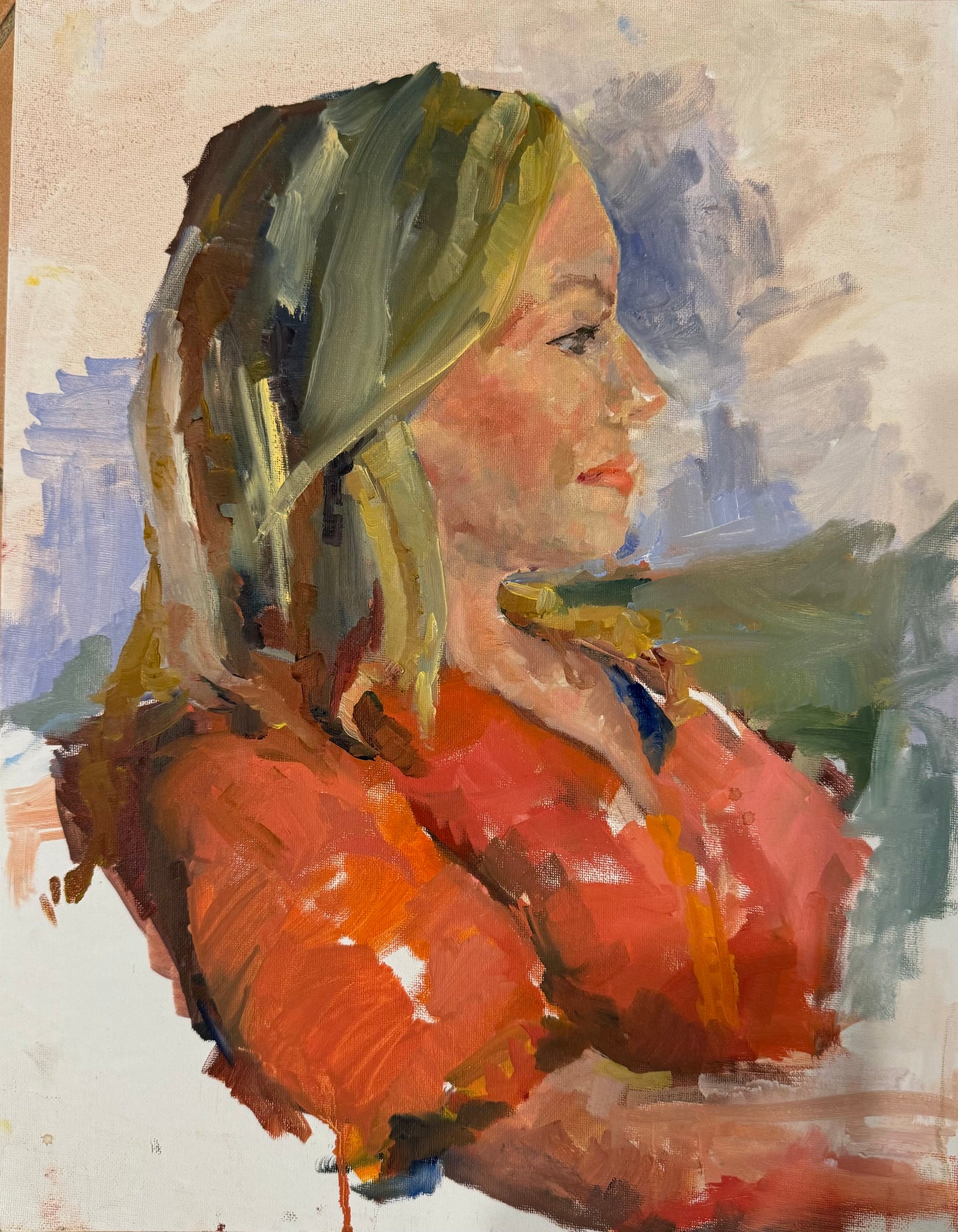 "Girl in Red", 12 x 9 1/2