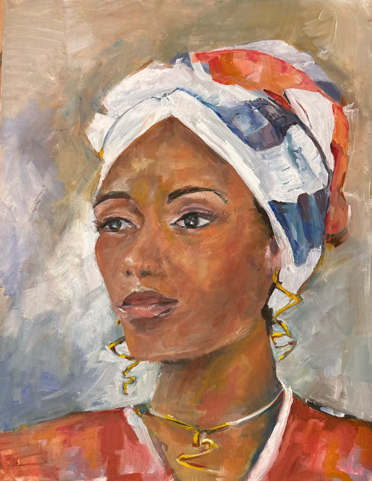 "Lady with Turbin", 14 x 18