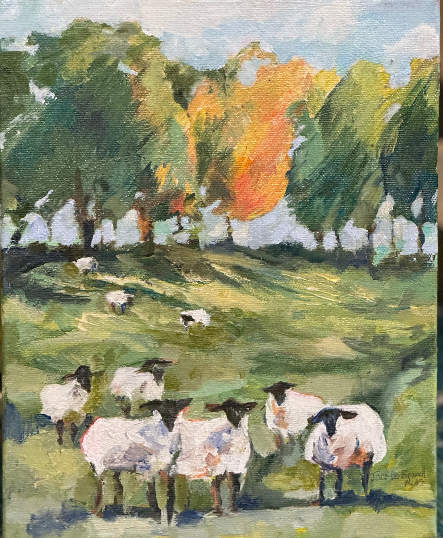 "Sheep in the Woods", 8 x 10