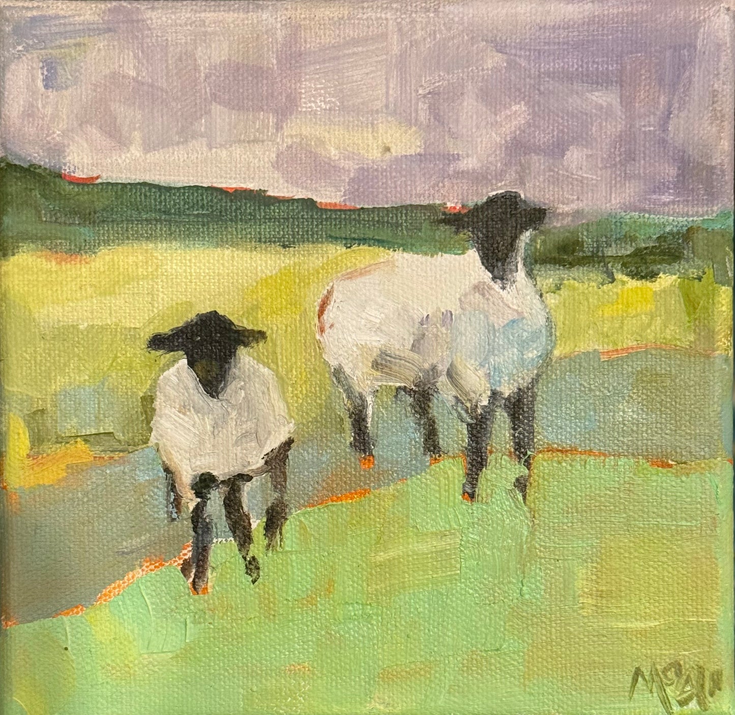 "Summer Sheep", 6 x 6